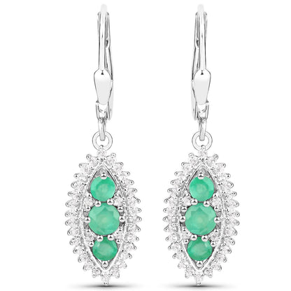 3.52 Carat Genuine Zambian Emerald and White Topaz .925 Sterling Silver 3 Piece Jewelry Set (Ring, Earrings, and Pendant w/ Chain) by Bids.com