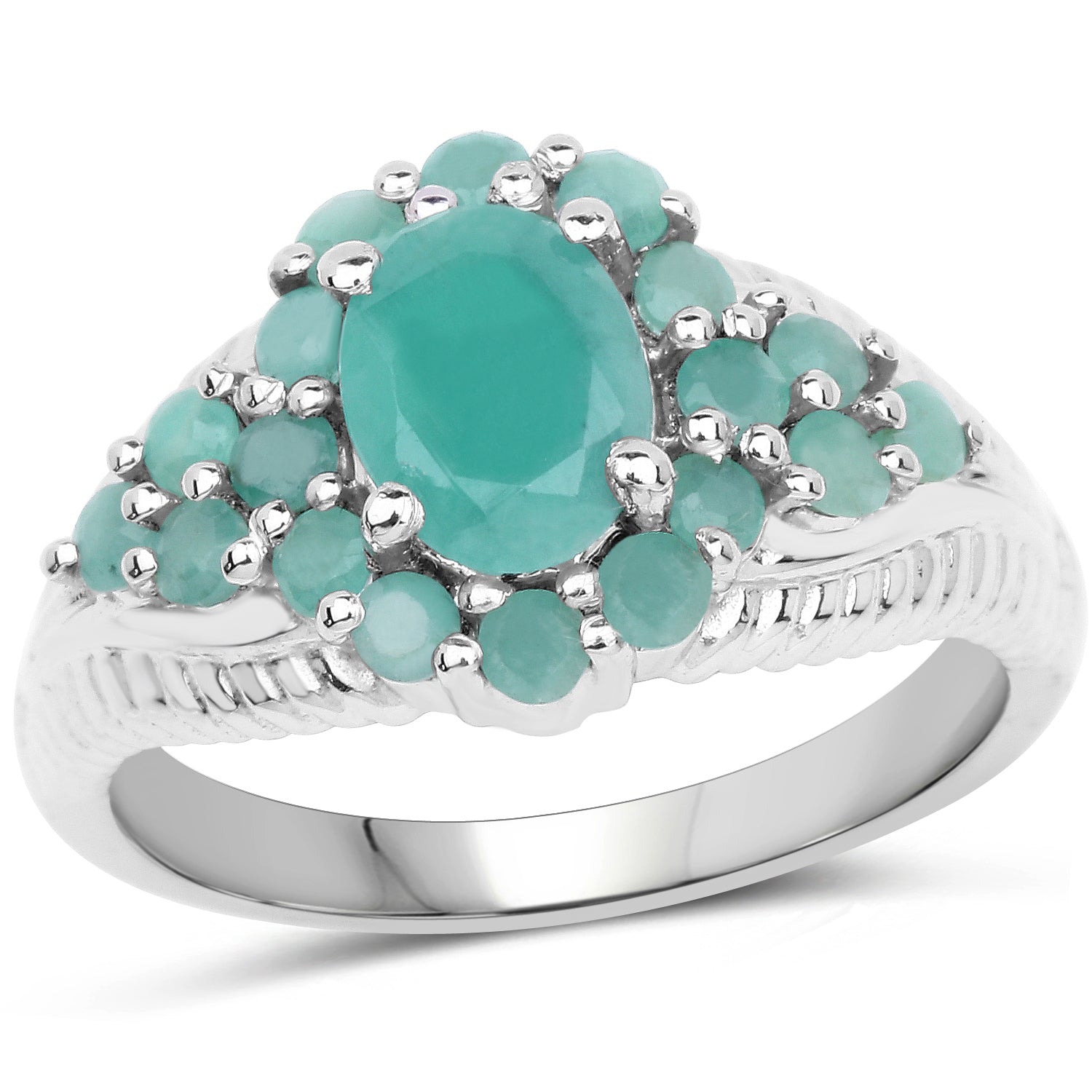 2.13 Carat Genuine Emerald .925 Sterling Silver Ring by Bids.com
