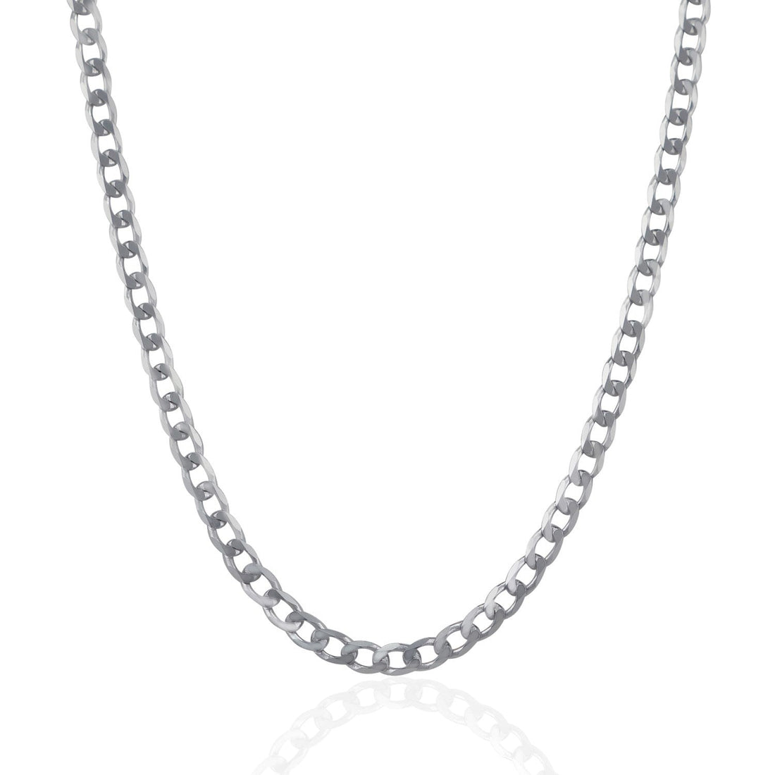Rhodium Plated 4.7mm Sterling Silver Curb Style Chain by Bids.com