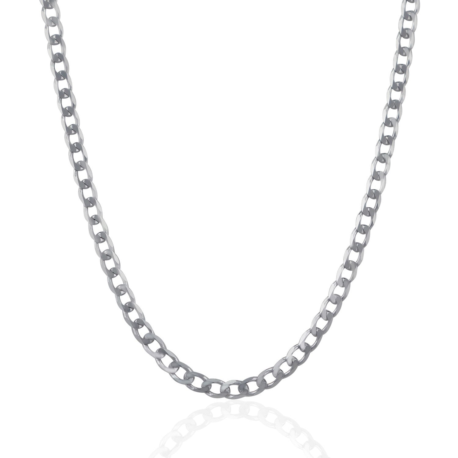 Rhodium Plated 4.7mm Sterling Silver Curb Style Chain by Bids.com