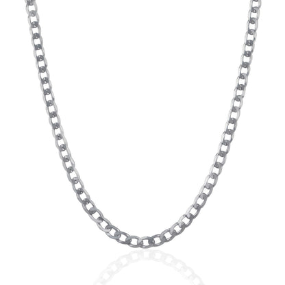 Rhodium Plated 4.7mm Sterling Silver Curb Style Chain by Bids.com