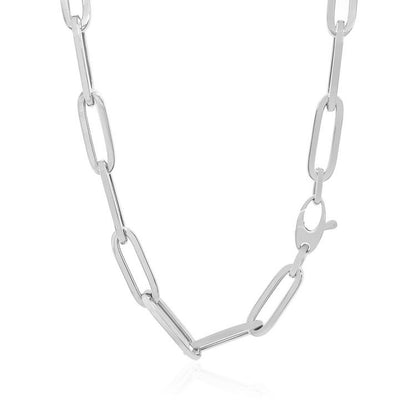 14K White Gold Wide Paperclip Chain (6.1mm) by Bids.com