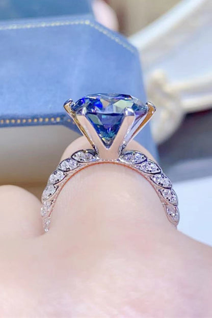 5 Carat Cobalt Blue Blue Brilliant Round Cut Sparkala™ Platinum Over Pure Sterling Silver Ring by Sparkala
