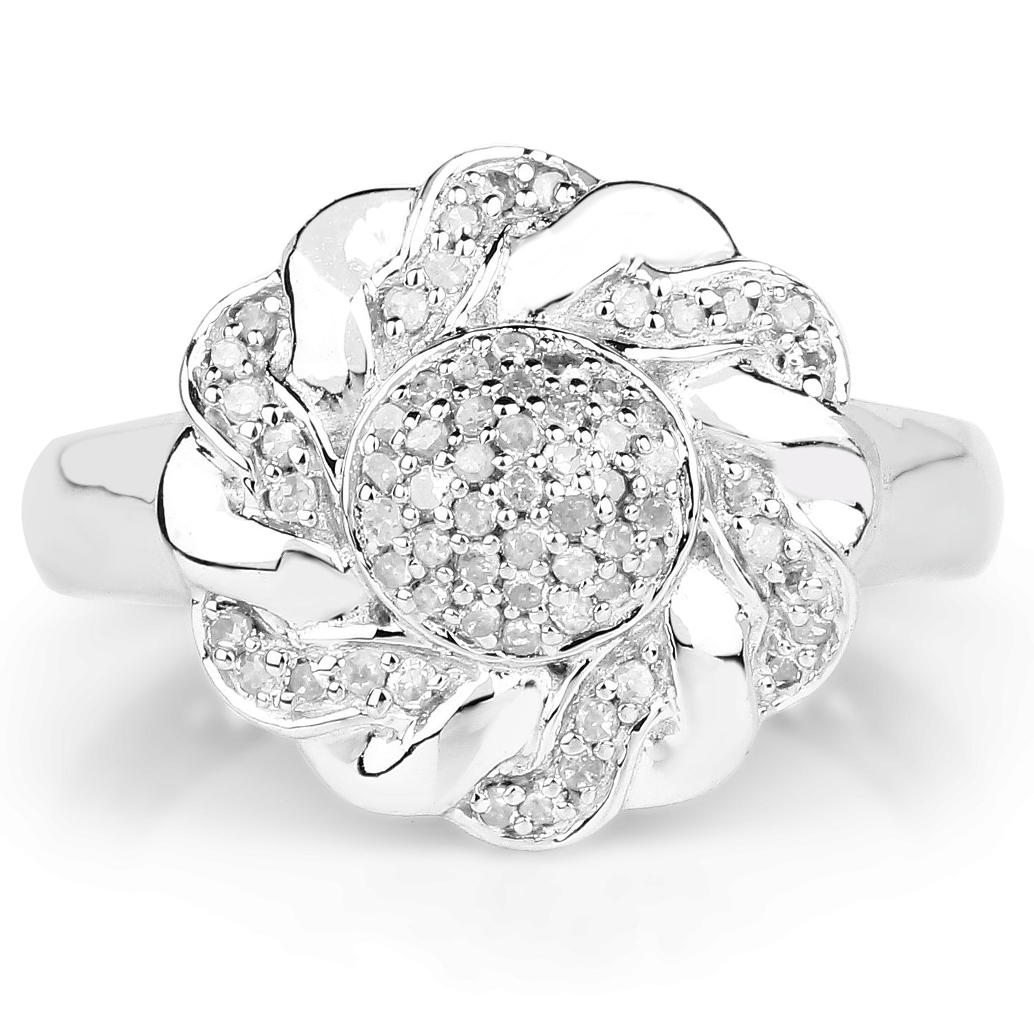 14K Yellow Gold Plated 0.28 Carat Genuine White Diamond .925 Sterling Silver Ring by Bids.com