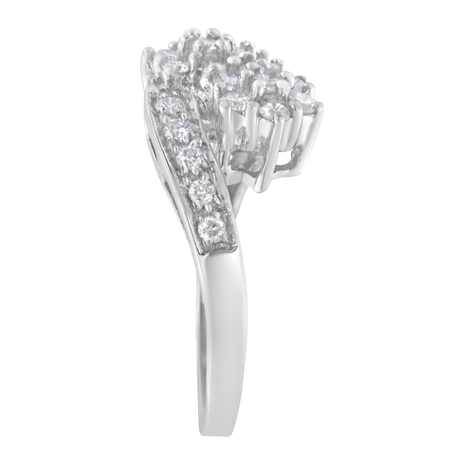 14KT White Gold Diamond Cluster Ring Band (7/8 cttw, H-I Color, I1-I2 Clarity) by Bids.com