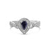 .925 Sterling Silver 6x4mm Pear Sapphire Gemstone with Diamond Accent Fashion Halo Ring (H-I Color, SI1-SI2 Clarity) - Size 7.5 by Bids.com
