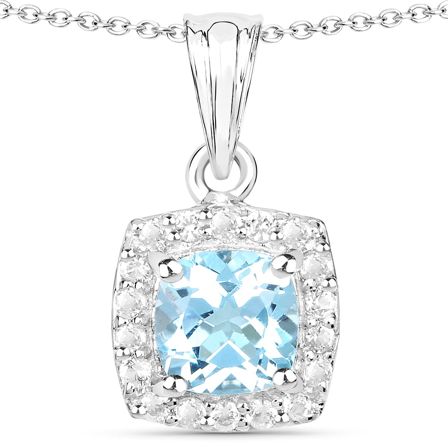 4.62 Carat Genuine Blue Topaz and White Topaz .925 Sterling Silver 3 Piece Jewelry Set (Ring, Earrings, and Pendant w/ Chain) by Bids.com