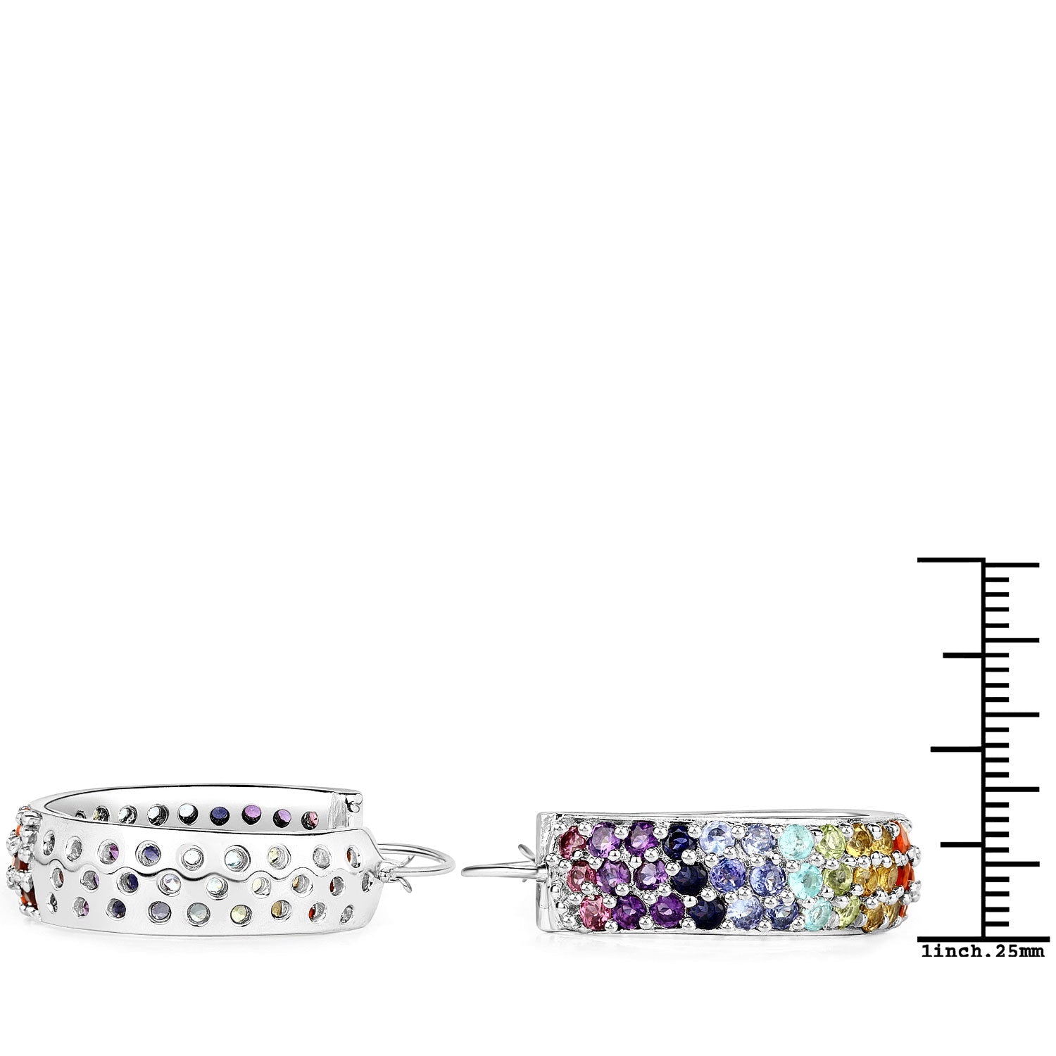 8.79 Carat Genuine Multi Stones .925 Sterling Silver Earrings by Bids.com