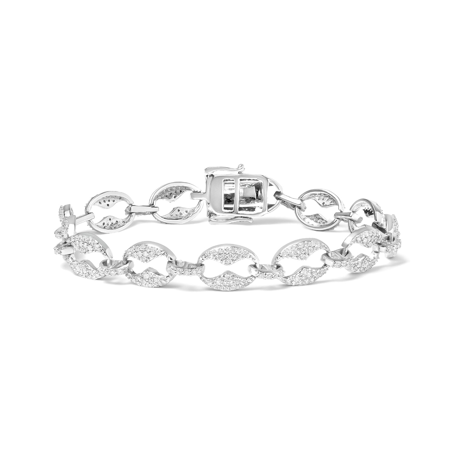 14K White Gold 1 1/2 Cttw Round Diamond Set Link Bracelet (I-J Color, I1-I2 Clarity) - 7" by Bids.com