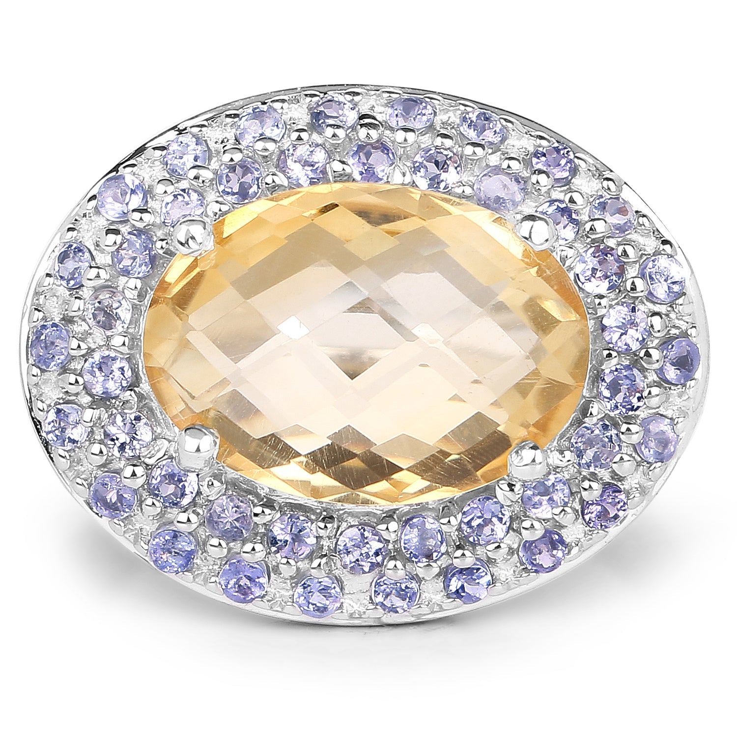 5.78 Carat Genuine Citrine and Tanzanite .925 Sterling Silver Ring by Bids.com