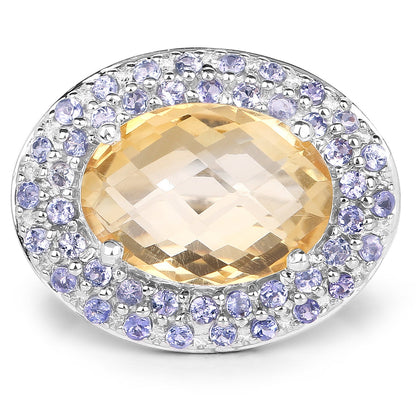 5.78 Carat Genuine Citrine and Tanzanite .925 Sterling Silver Ring by Bids.com