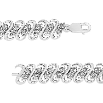 .925 Sterling Silver 1/2 Cttw Diamond Double Row S-Link Bracelet (I-J Color, I2-I3 Clarity) - 7.5" Inches by Bids.com