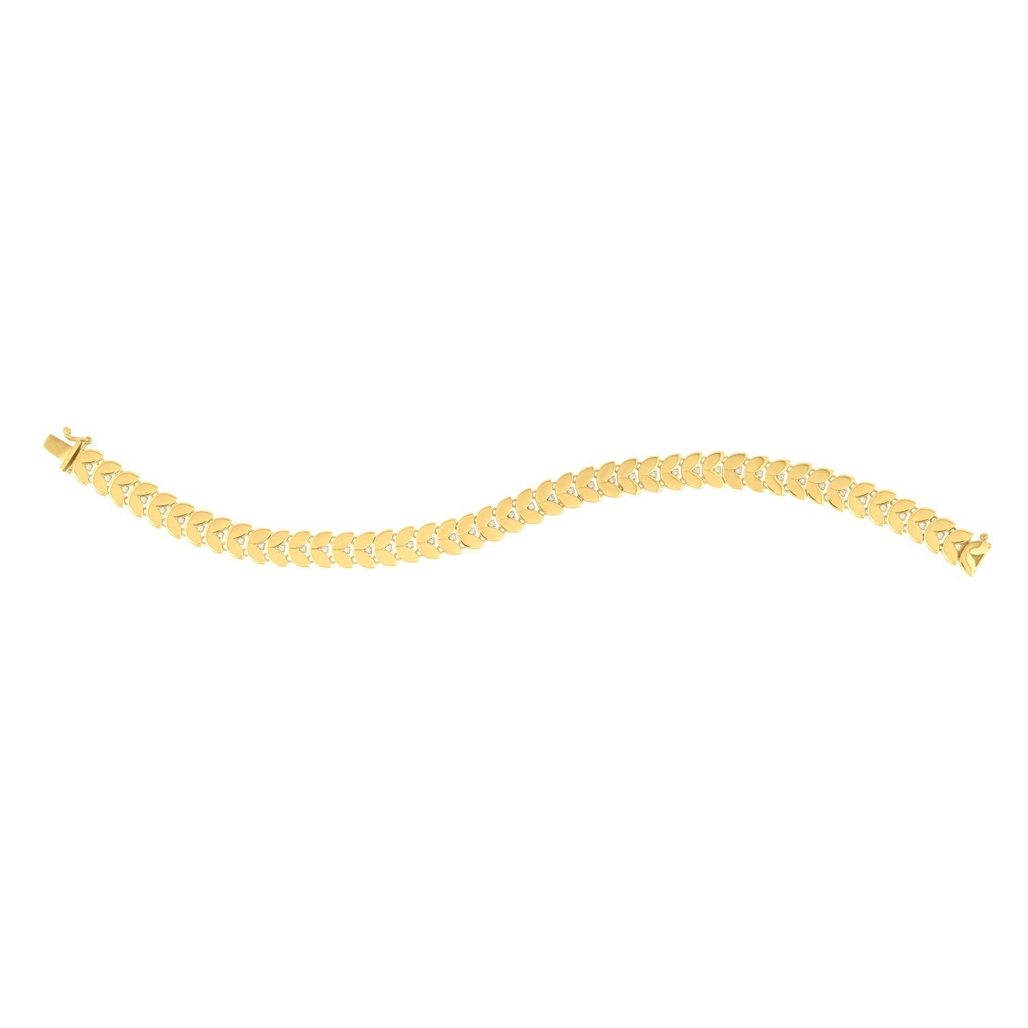 14k Yellow Gold 7 1/2 inch Laurel Leaf Bracelet with Diamond (7.40 mm) by Bids.com
