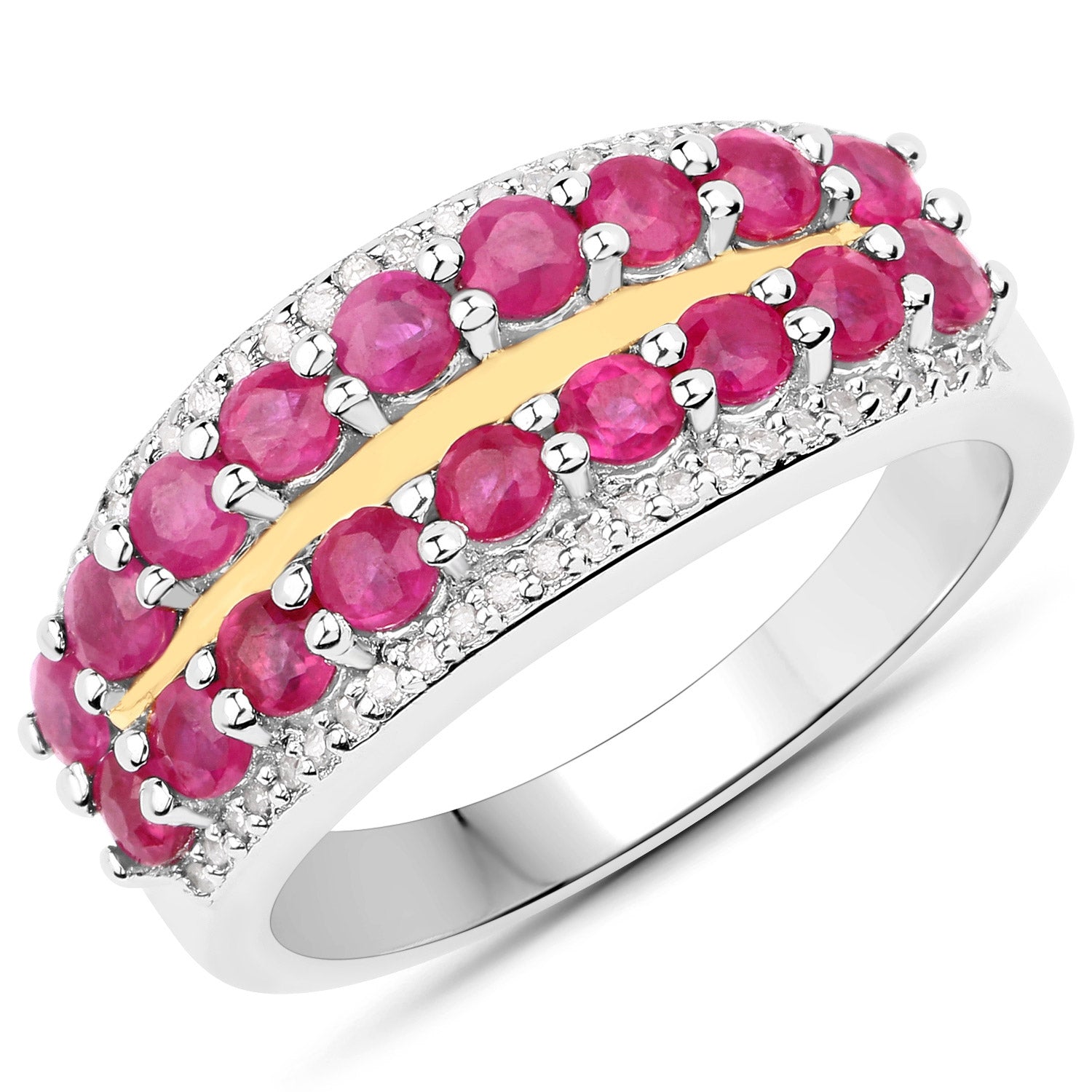 2.67 Carat Genuine Multi Stones .925 Sterling Silver with 14K Yellow Gold Ring by Bids.com