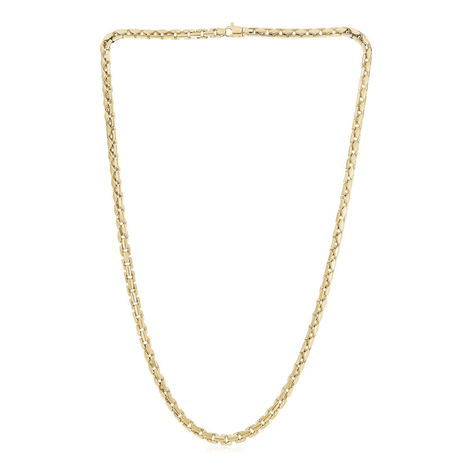 14k Yellow Gold High Polish Mens Fancy Box Necklace (5.0mm) by Bids.com