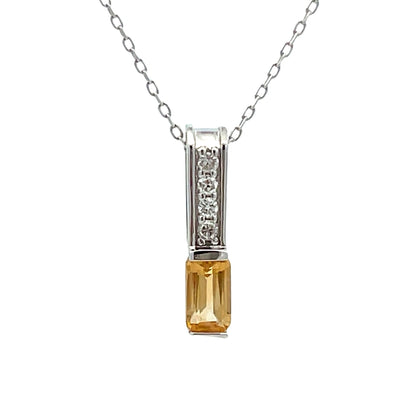 .06ct Citrine Diamond Fashion Pendants 10KT White Gold by Bids.com