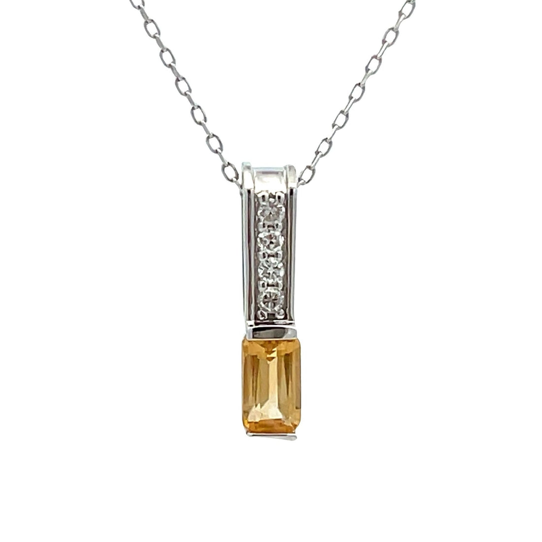 .06ct Citrine Diamond Fashion Pendants 10KT White Gold by Bids.com