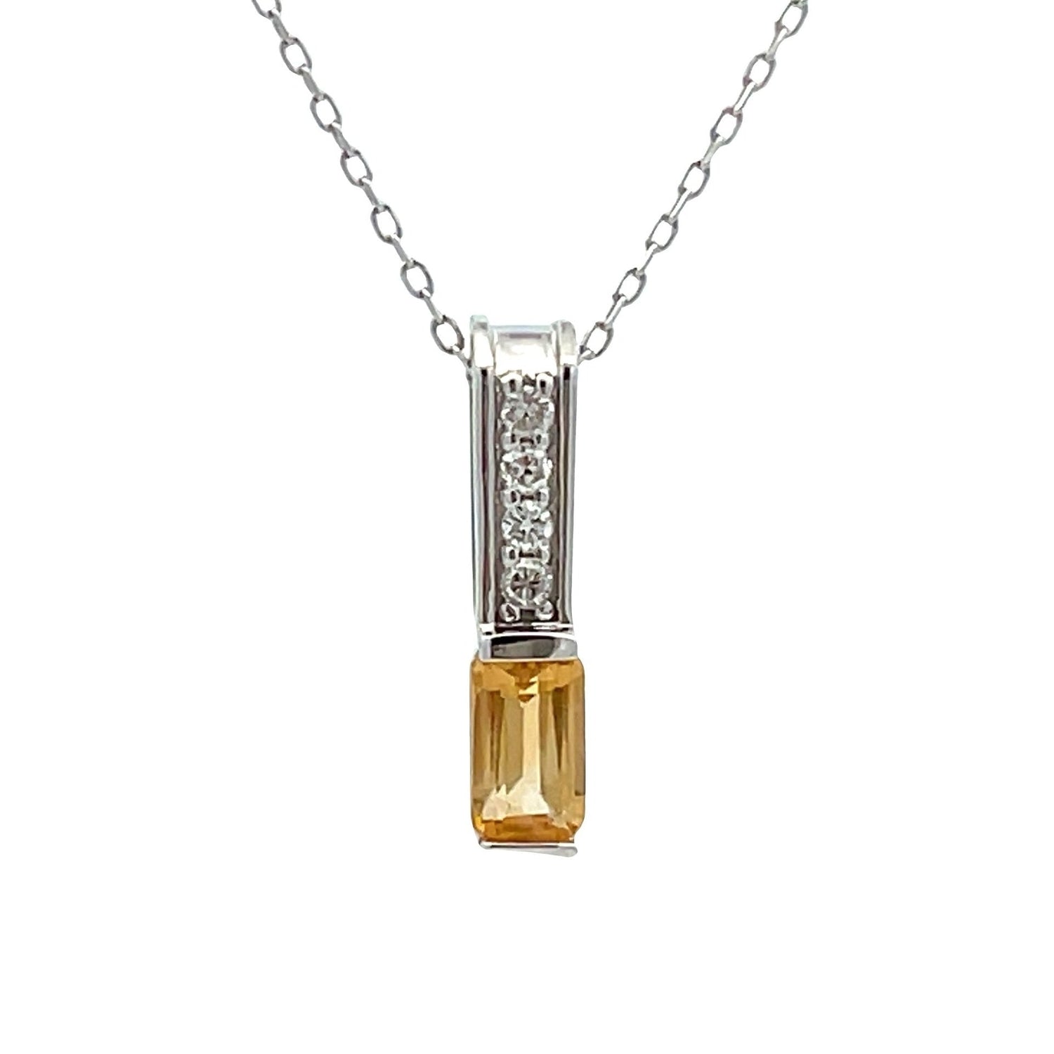 .06ct Citrine Diamond Fashion Pendants 10KT White Gold by Bids.com