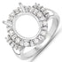 0.83 Carat Genuine White Diamond 14K White Gold Semi Mount Ring - holds 11x9mm Oval Gemstone by Bids.com