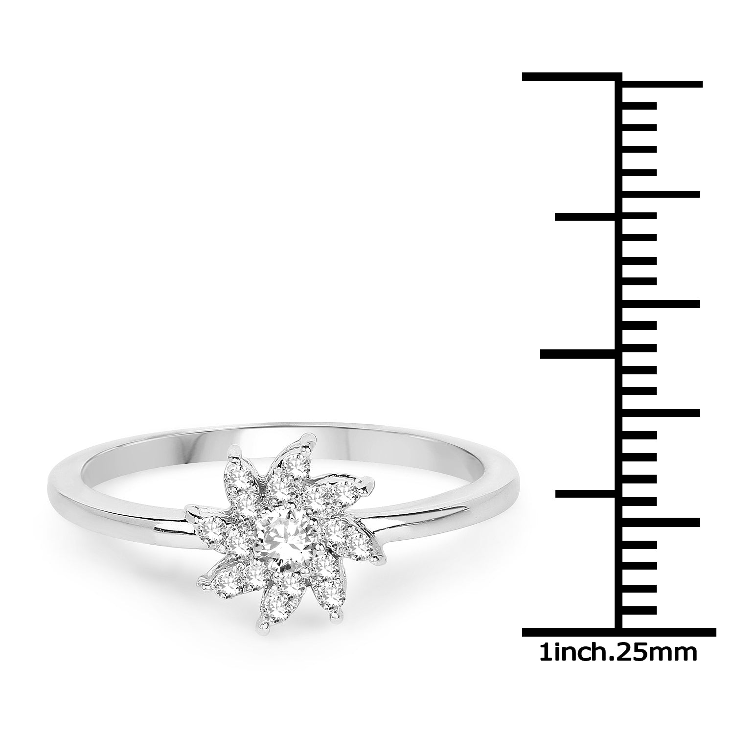 0.18 Carat Genuine White Diamond 14K White Gold Ring (E-F-G Color, SI Clarity) by Bids.com