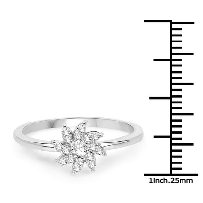 0.18 Carat Genuine White Diamond 14K White Gold Ring (E-F-G Color, SI Clarity) by Bids.com