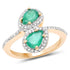 2.06 Carat Genuine Zambian Emerald & White Zircon 14K Yellow Gold Ring  DestGlow