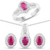2.46 Carat Genuine Ruby and White Topaz .925 Sterling Silver 3 Piece Jewelry Set (Ring, Earrings, and Pendant w/ Chain)  DestGlow