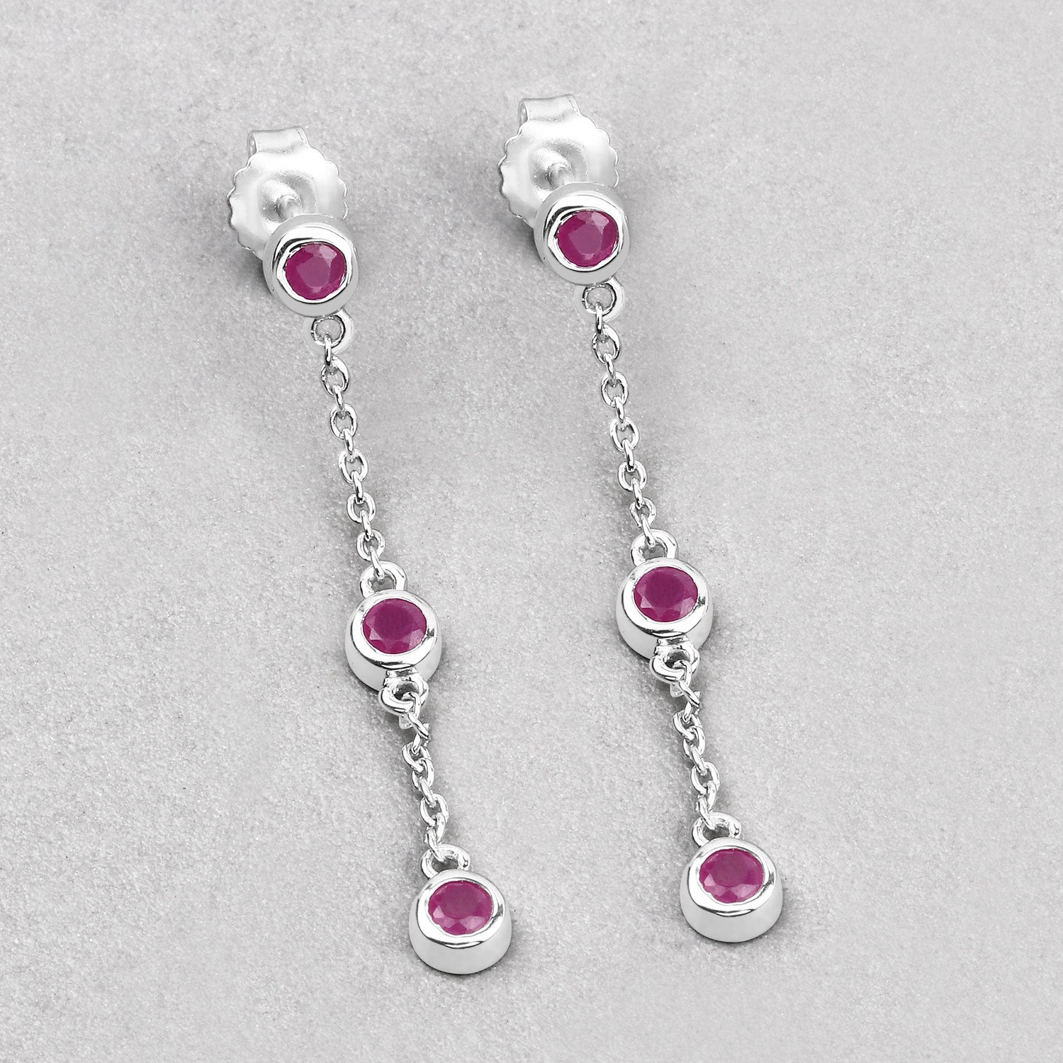 0.78 Carat Genuine Ruby .925 Sterling Silver Earrings by Bids.com