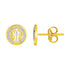 14k Two Tone Gold Round Religious Medal Post Earrings by Bids.com