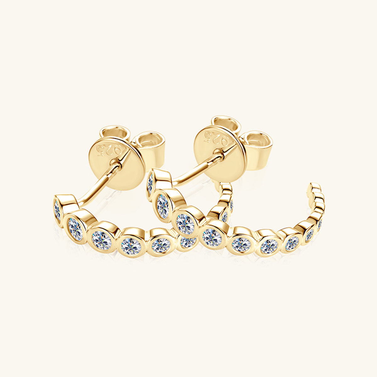 Inlaid Sparkala™ Pure Sterling Silver C-Hoop Earrings - DestGlow