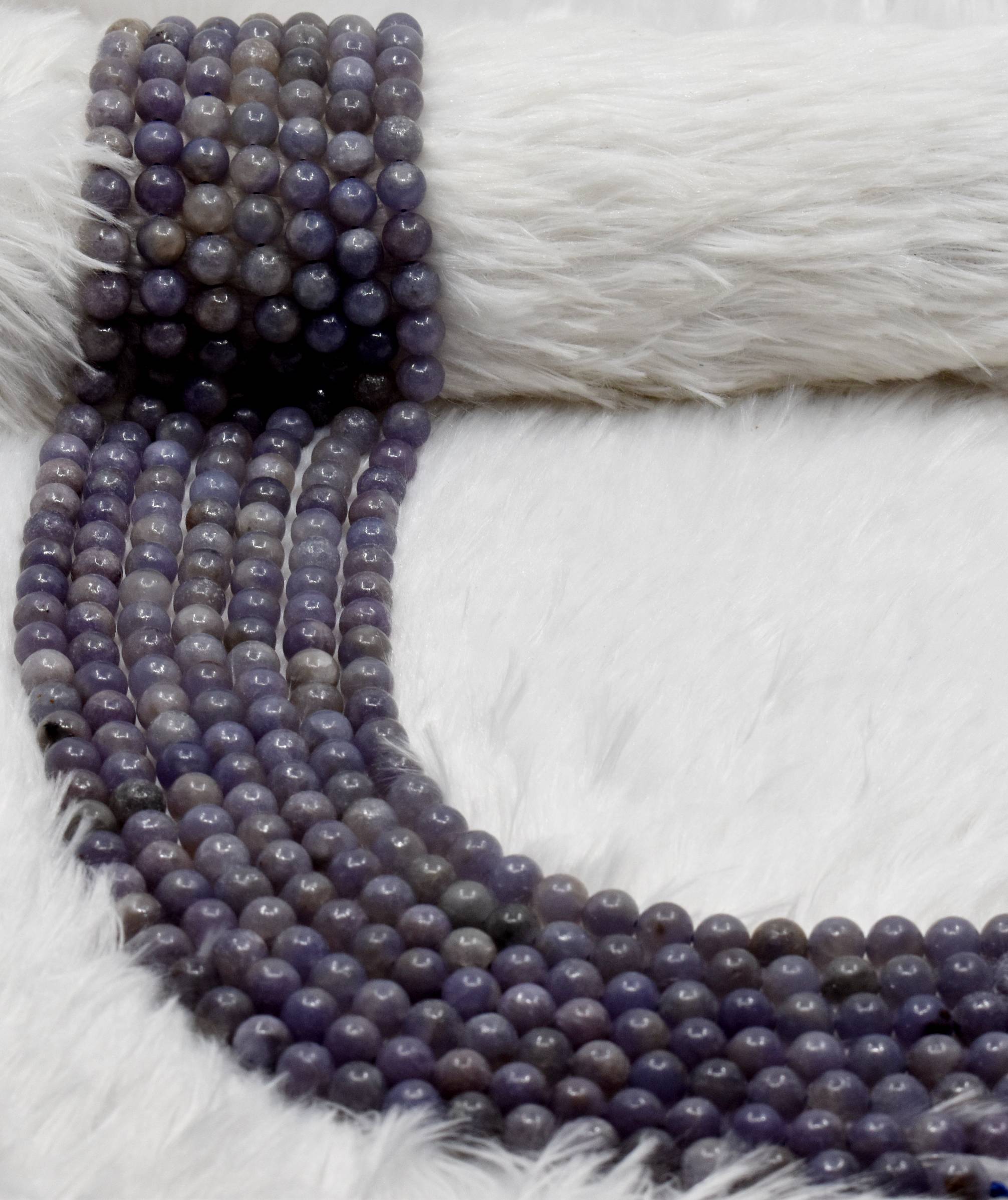 Blue Lepidolite A Grade 6mm, 8mm, 10mm Round Beads  DestGlow
