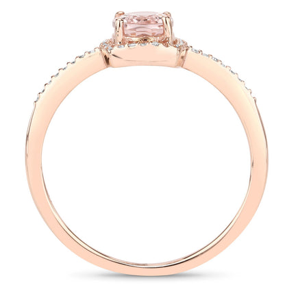 0.82 Carat Genuine Morganite and White Diamond 14K Rose Gold Ring by Bids.com
