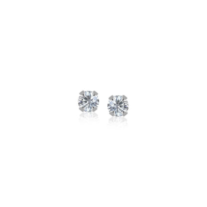 14k White Gold White Cubic Zirconia 2mm Stud Earrings by Bids.com