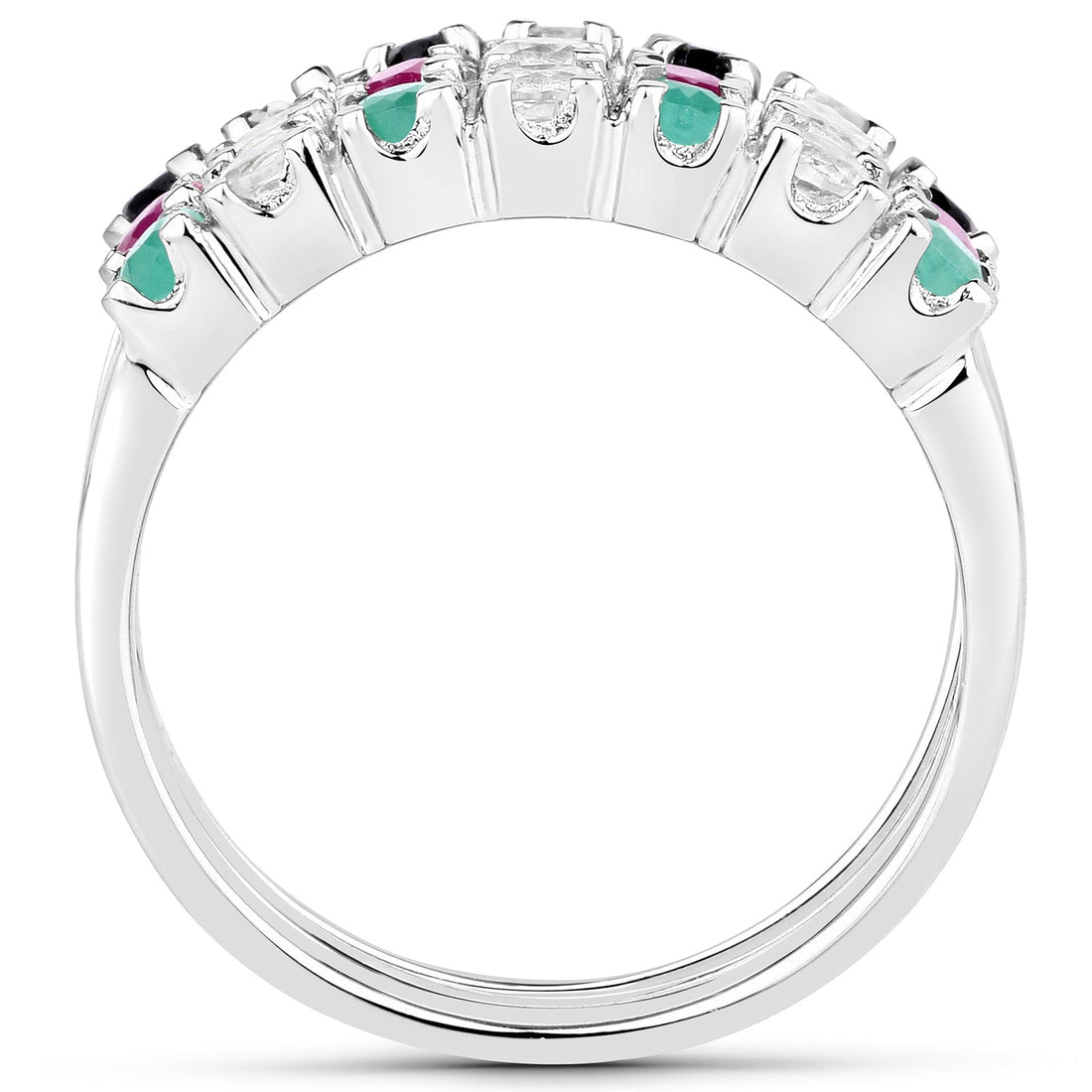 1.44 Carat Genuine Multi Stones .925 Sterling Silver Ring  DestGlow