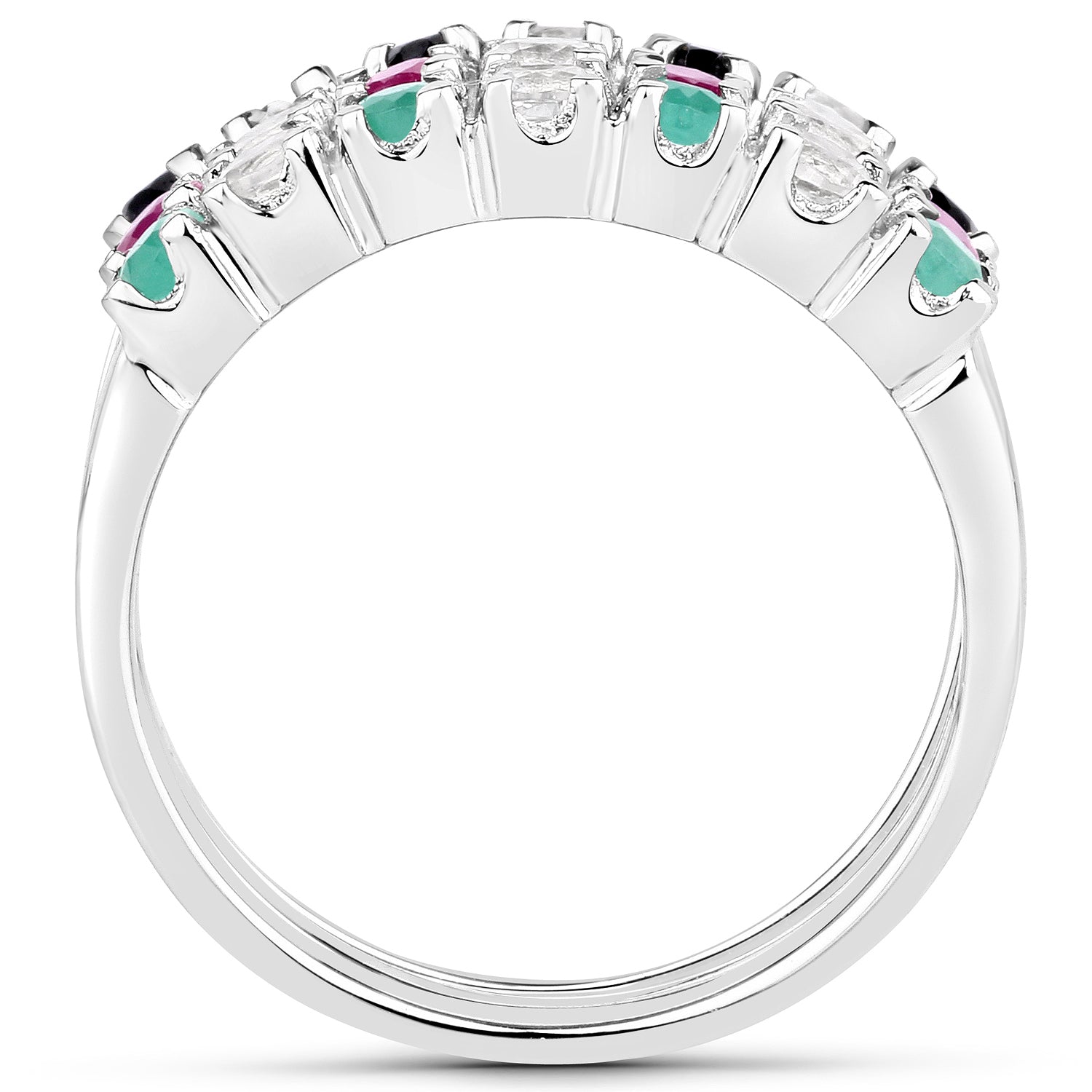 1.44 Carat Genuine Multi Stones .925 Sterling Silver Ring  DestGlow
