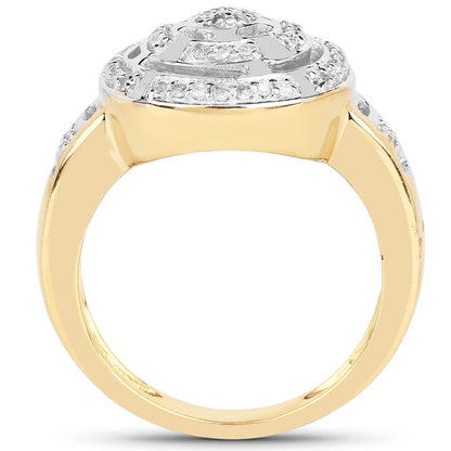 14K Yellow Gold Plated 0.21 Carat Genuine White Diamond .925 Sterling Silver Ring by Bids.com