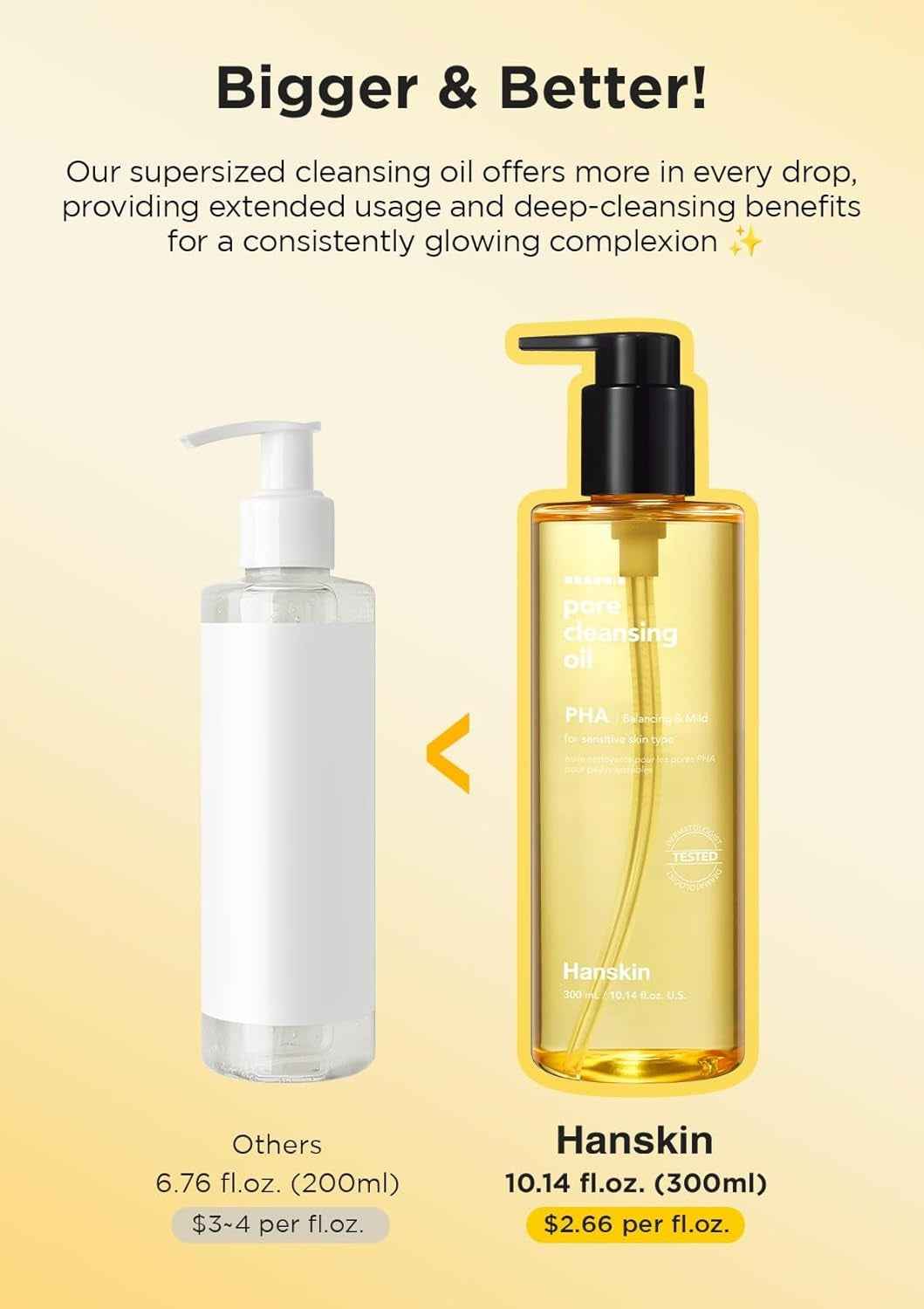 Pore Cleansing Oil, Oil Cleanser for Face, Makeup Blackhead Remover, Korean Cleanser for Sensitive Skin [PHA] (10.14 Oz)