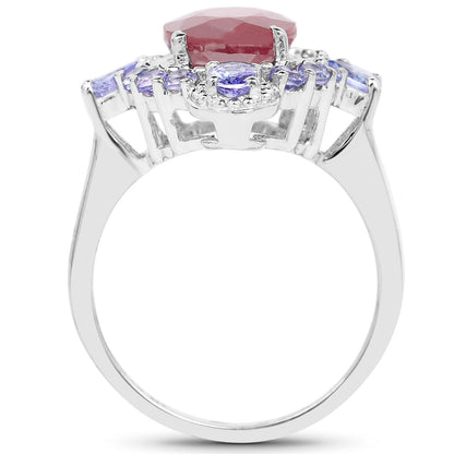 4.14 Carat Glass Filled Ruby and Tanzanite .925 Sterling Silver Ring by Bids.com