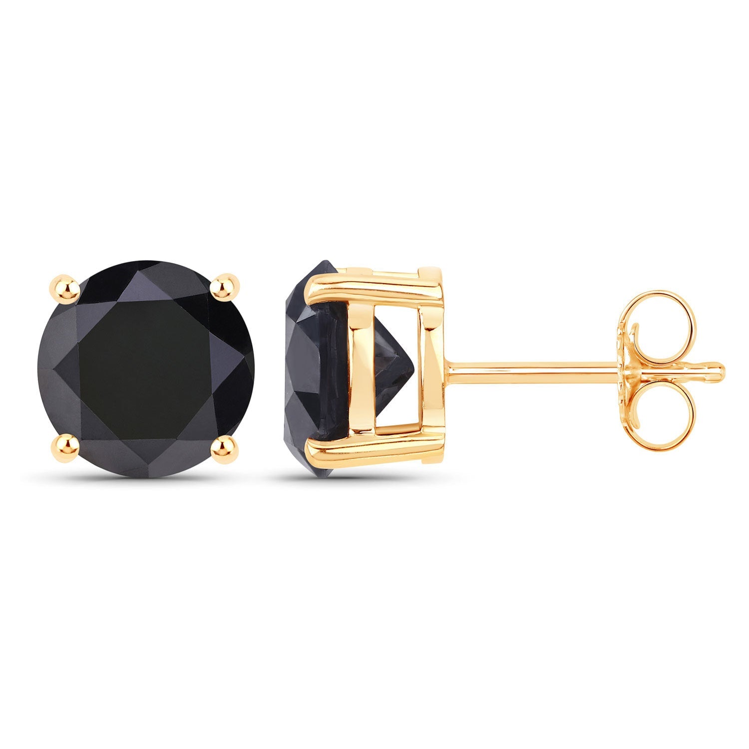 3.84 Carat Genuine Black Diamond 14K Yellow Gold Earrings by Bids.com