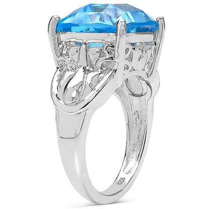 10.30 Carat Genuine Swiss Blue Topaz .925 Sterling Silver Ring by Bids.com