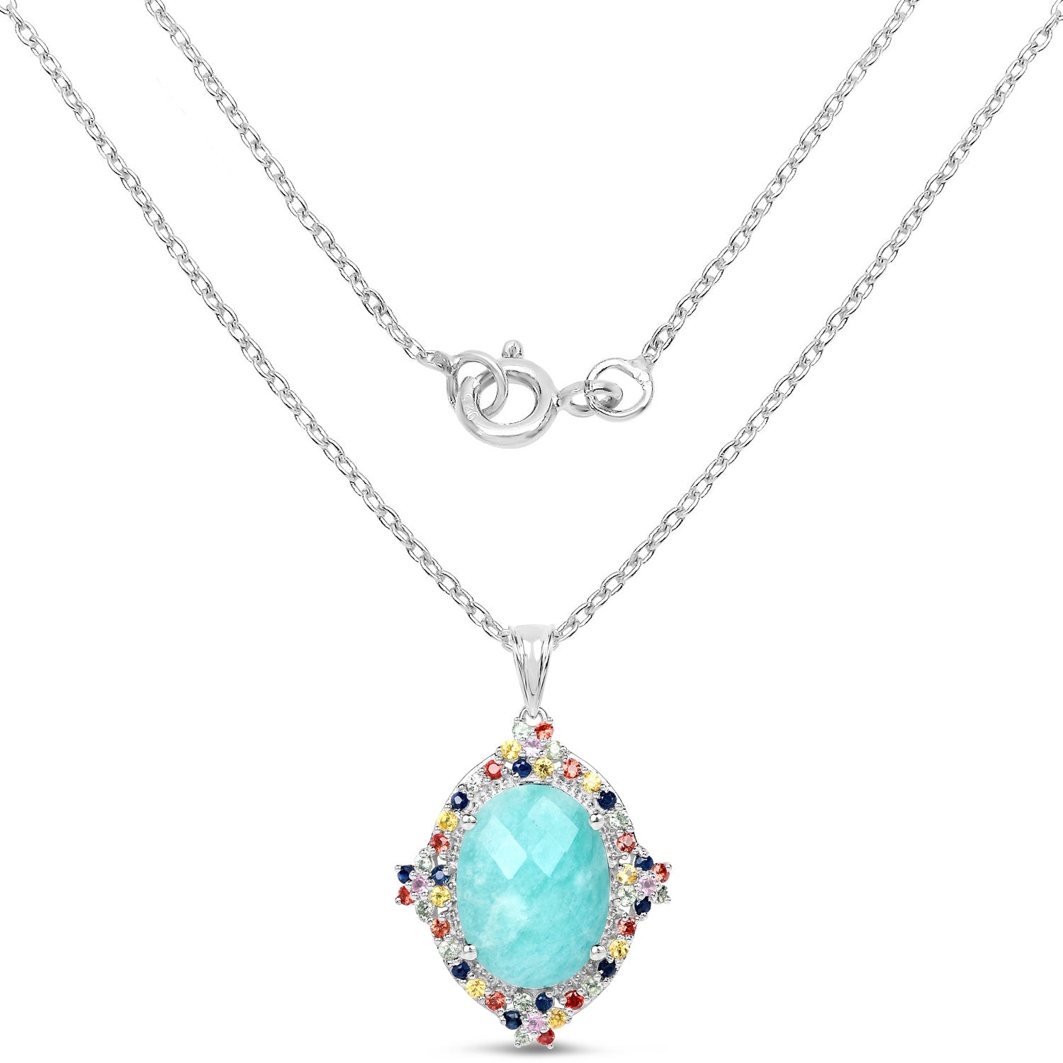 18.50 Carat Genuine Multi Stone .925 Sterling Silver Pendant by Bids.com