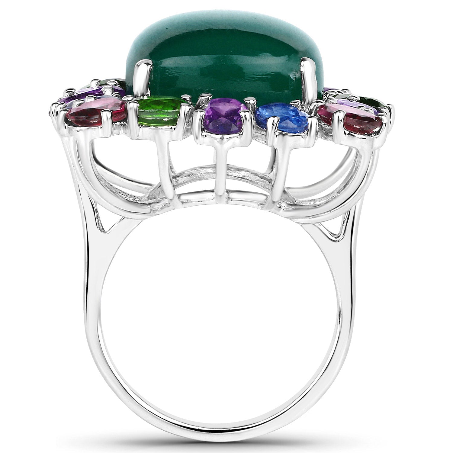 26.67 Carat Genuine Multi Stones .925 Sterling Silver Ring by Bids.com