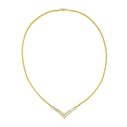 10K Yellow and White Gold 1/2 Cttw Princess Cut Diamond Channel-Set â€œVâ€ Shape 18" Franco Chain Necklace (H-I Color, SI2-I1 Clarity) by Bids.com