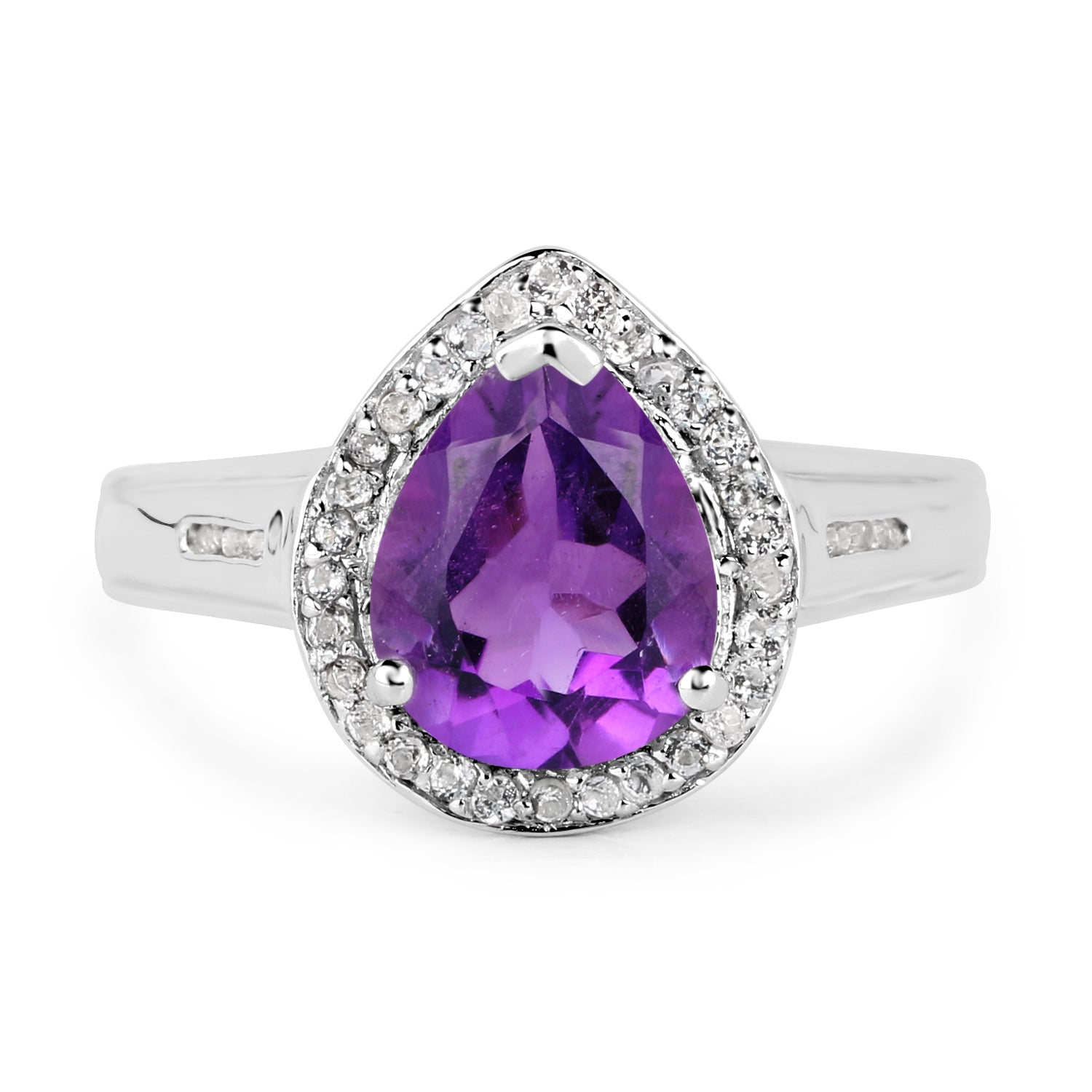 1.77 Carat Genuine Amethyst and White Topaz .925 Sterling Silver Ring  DestGlow
