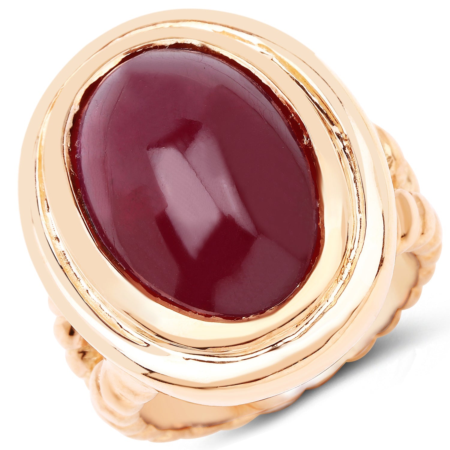 14K Rose Gold Plated 17.60 Carat Genuine Glass Filled Ruby .925 Sterling Silver Ring by Bids.com