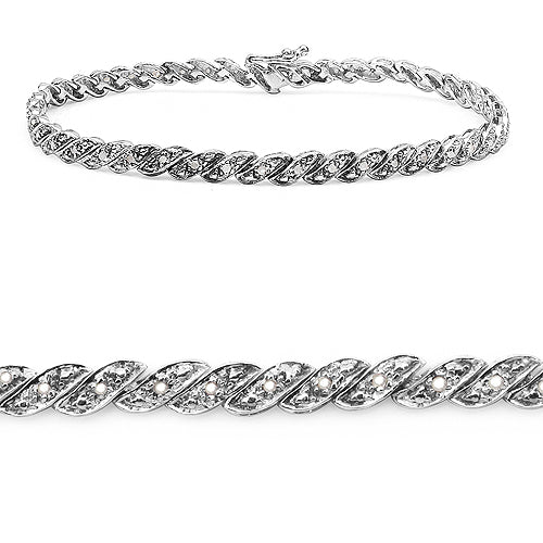 0.27 Carat Genuine White Diamond .925 Sterling Silver Bracelet  DestGlow