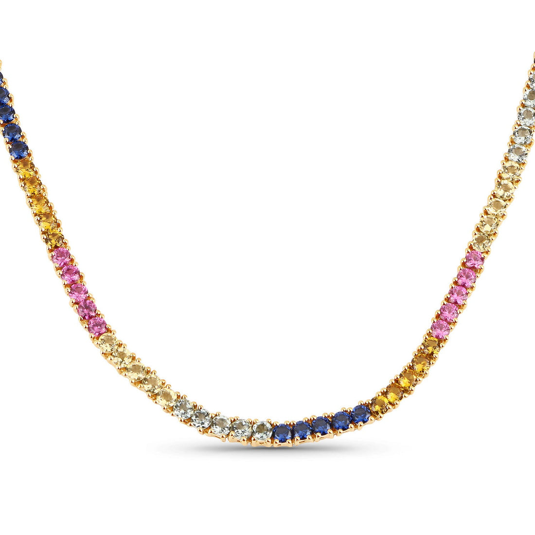 11.65 Carat Created Multi Sapphire .925 Sterling Silver Necklace by Bids.com