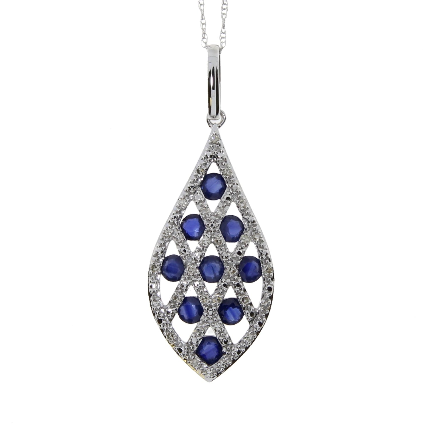 .58ct Sapphire Diamond Fashion Pendants 14KT White Gold by Bids.com