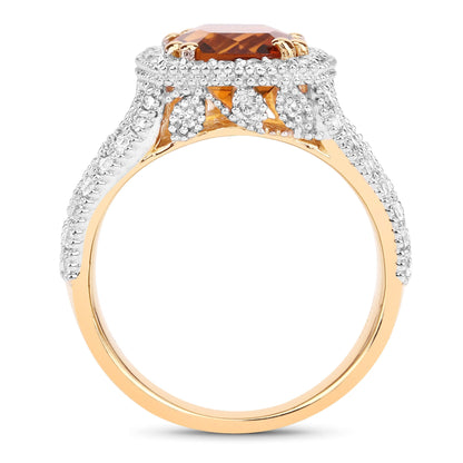 3.71 Carat Genuine Citrine and White Topaz .925 Sterling Silver Ring by Bids.com