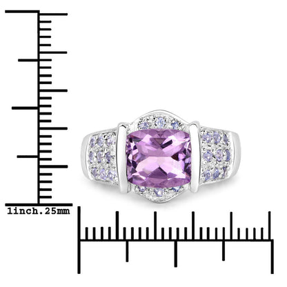 3.08 Carat Genuine Amethyst and Tanzanite .925 Sterling Silver Ring by Bids.com